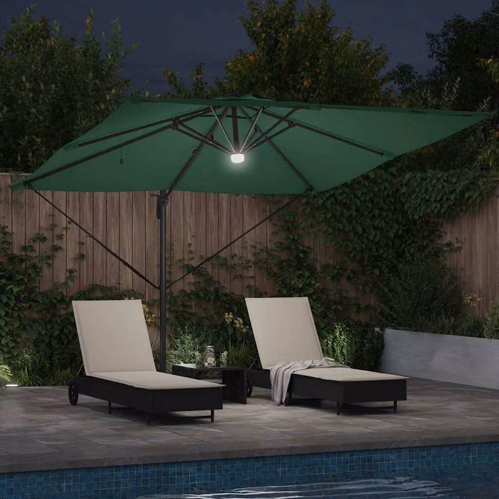 Berkfield Home Roma Cantilever Parasol with LEDs in Green, Aluminium W/D/H: 285 x 284 x 270 cm – 3