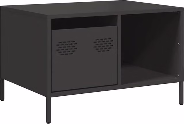 Berkfield Home Black Industrial Coffee Table in Matt Metal, W: 68.5 cm, D: 50 cm, H: 43.5 cm