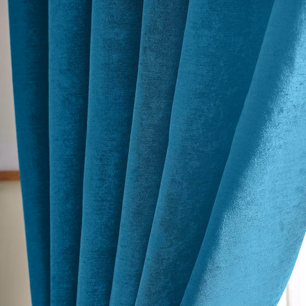 Luxury Living Petrol Teal Chenille Blackout Pencil Pleat Curtains, Width: 168 cm, Drop: 137 cm – 3