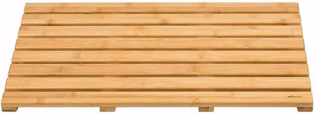 Vogrex Natural Brown Bamboo Wooden Rectangular Shower Bath Mat – 1