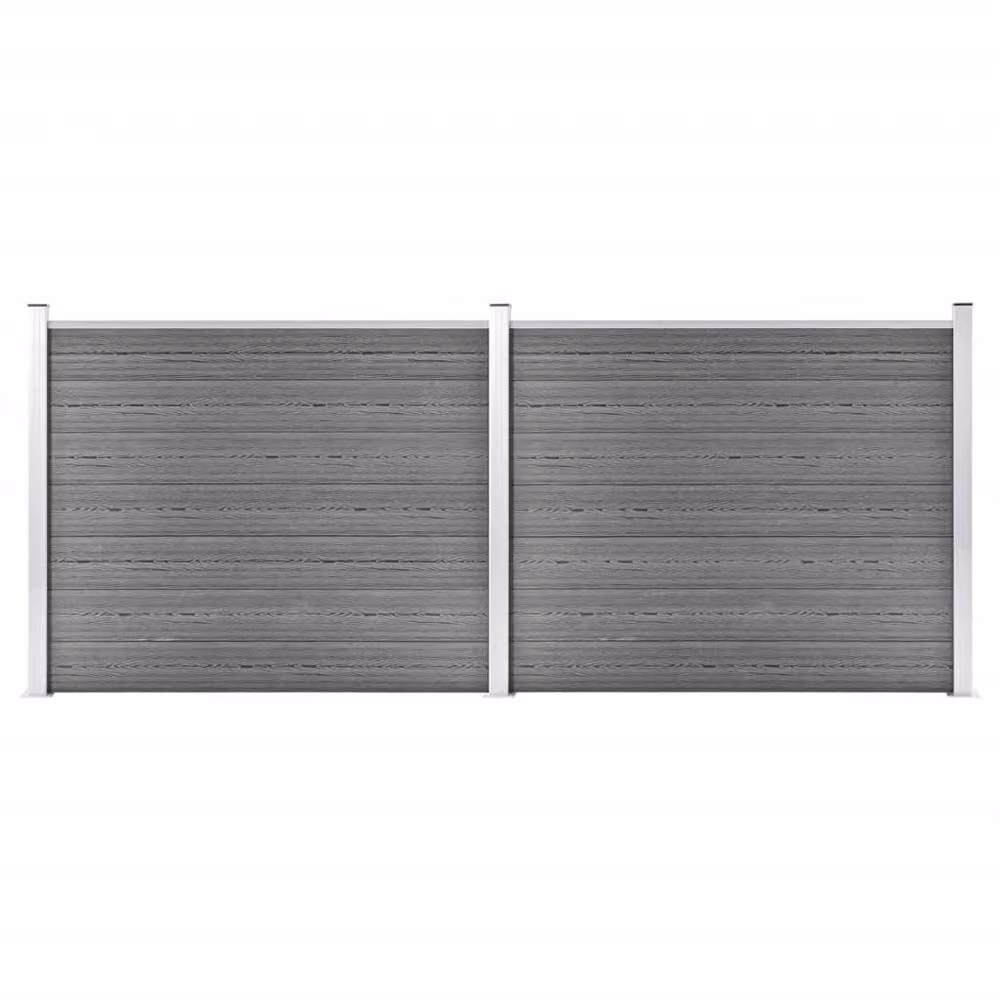 Berkfield Home Durable WPC Fence Panel Set, Grey, W: 353 cm, H: 146 cm – 2