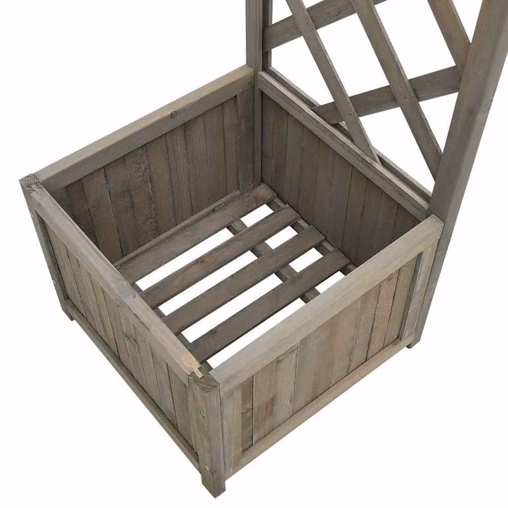 Berkfield Home Beautiful Garden Pergola with Planter in Grey Solid Firwood, W/D/H: 204 x 175 x 40 cm – 3
