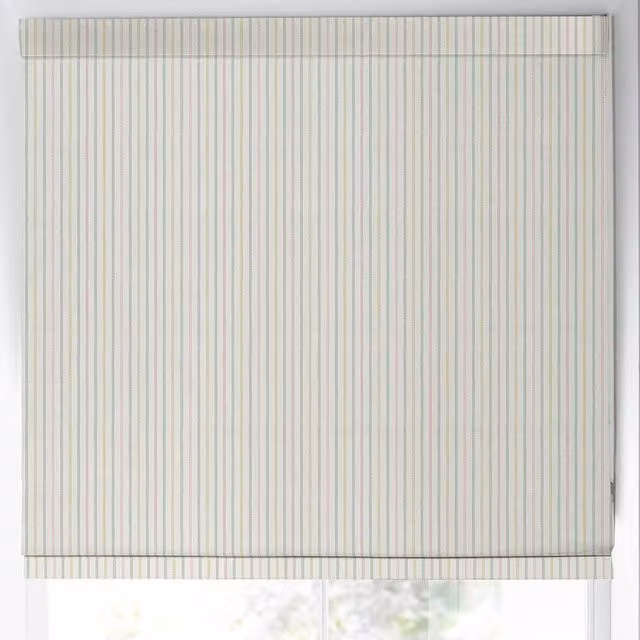 Laura Ashley Candy Stripe Blackout Made to Measure Roman Blind in Pale Ochre and Yellow