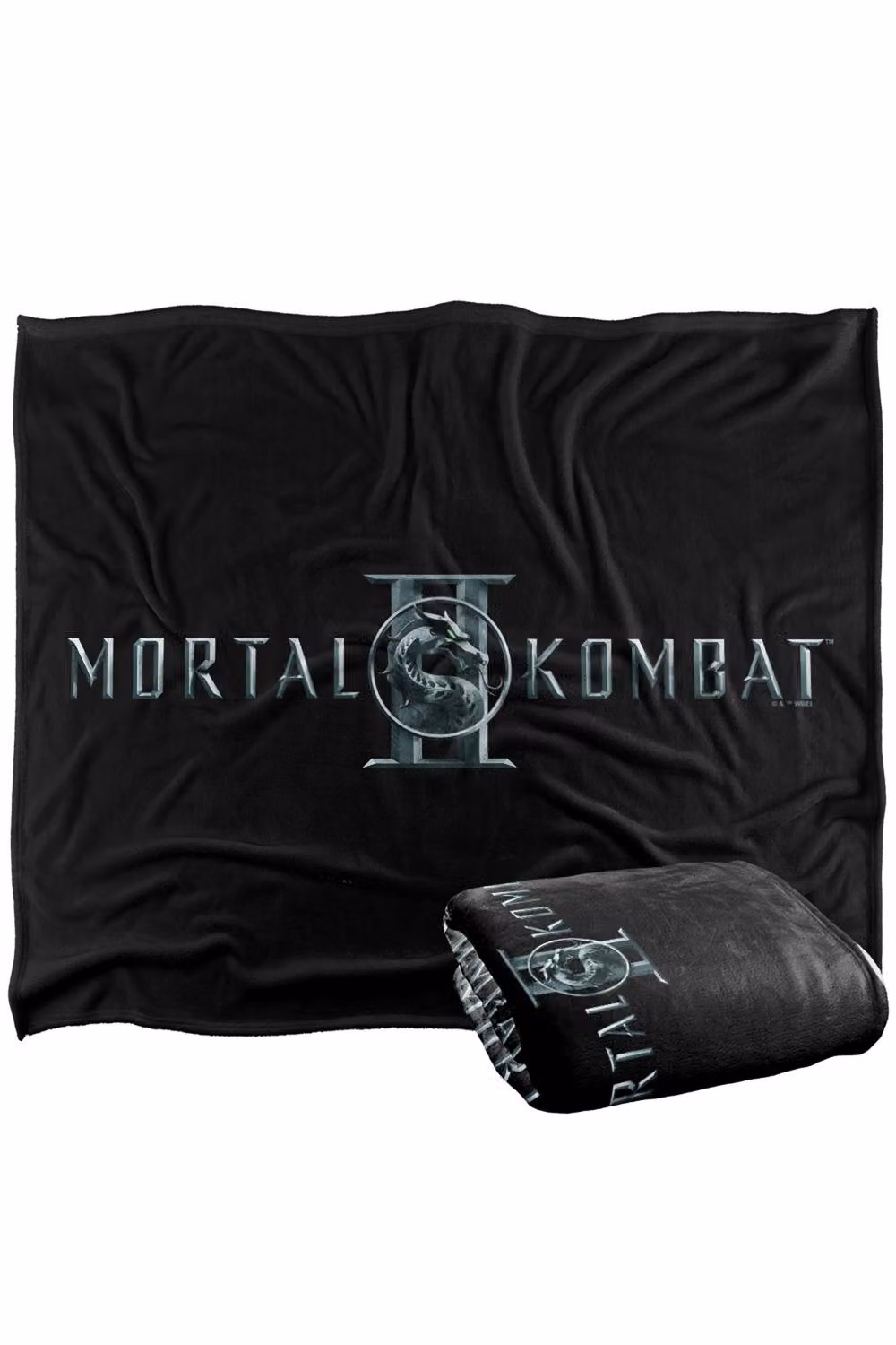 Warner Bros. Mortal Kombat 2 Logo Super Soft Fluffy Polyester Throw Blanket in Black and Multicolour, Large – 2