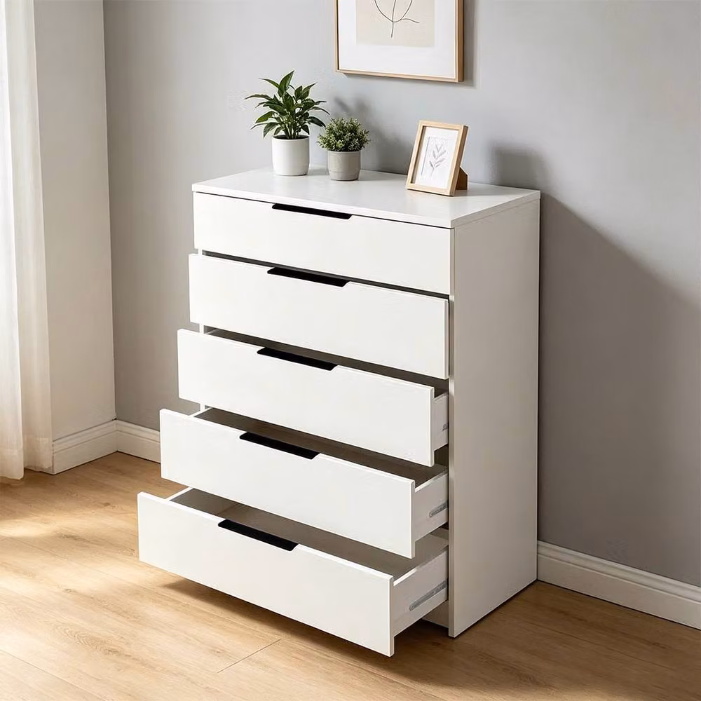 Ventryn White Glossy 5 Drawer Storage Chest of Drawers – 3