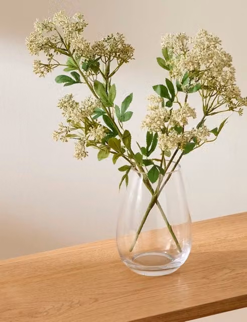 M&S Medium Teardrop Glass Vase in Clear Transparent