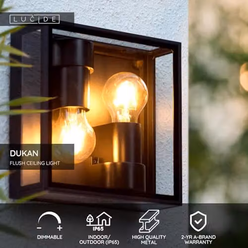 Lucide Dukan Dimmable Adjustable Outdoor Flush Ceiling Light, Black – 2