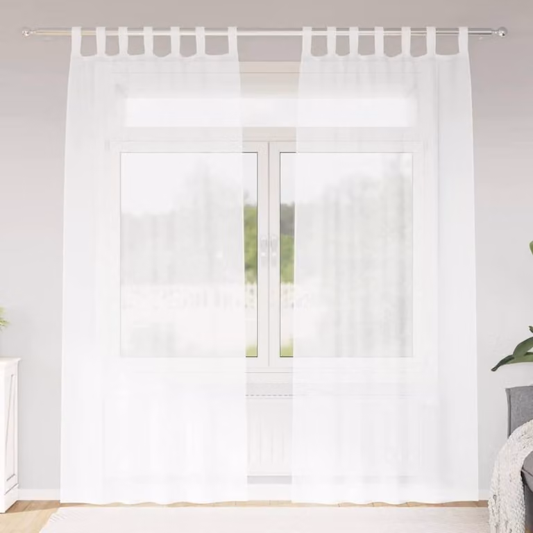 Berkfield Home White Polyester Fabric Panel Curtains, 2 Pack, W: 140 cm, H: 225 cm
