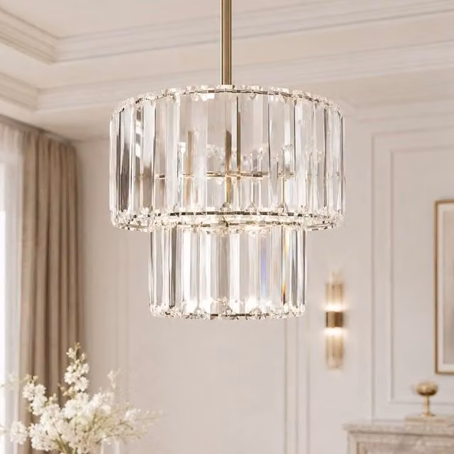 Voltico Tiered Crystal Effect Acrylic Lampshade, Clear, Diameter: 25 cm – 1