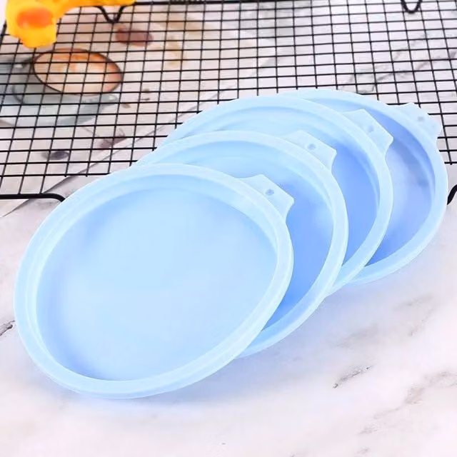 SPETLEK 4-piece Set of Round Blue Silicone Ramekins, 10.16 cm Diameter