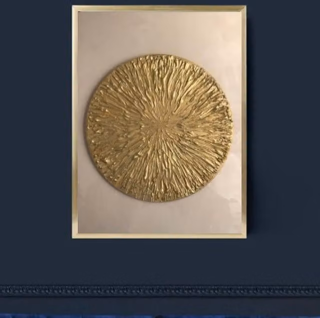 Liora Luxe Prints Modern Gold Geometric Abstract Metal Circle Wall Art