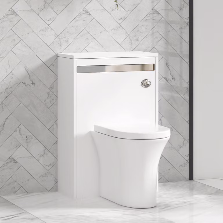 Royal Bathrooms Orion Matt White Wall Mounted WC Unit with Breeze Rimless Ceramic Toilet Pan, Soft Close Seat and Cistern, Width: 54 cm