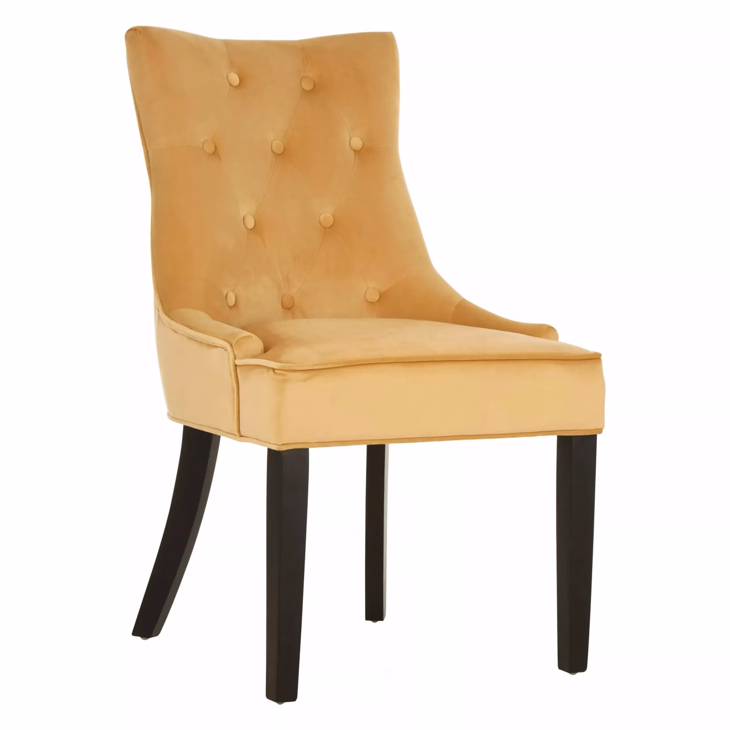 Interiors by Premier Gold Velvet Dining Chair with Armrests and Rubberwood Frame – 3
