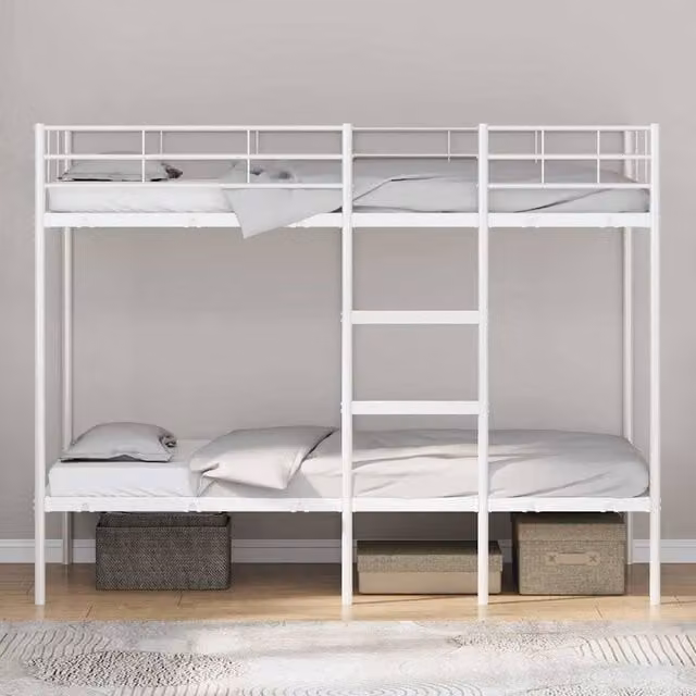 Berkfield Home Breathable Metal Bunk Bed in White, W/D/H: 200 x 90 x 150 cm