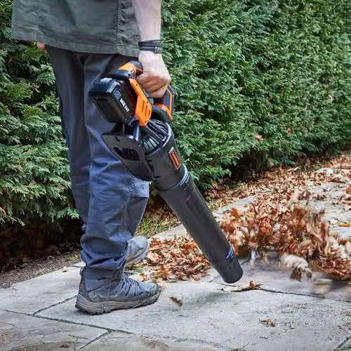 LawnMaster MX 24V Axial Cordless Leaf Blower in Orange with Rechargeable Battery and Charger – 2