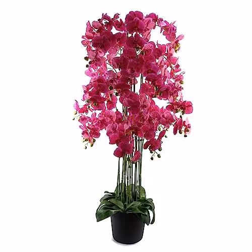 Leaf Design UK Pink Realistic Artificial Orchid Flower Display in Pot, Height: 150 cm