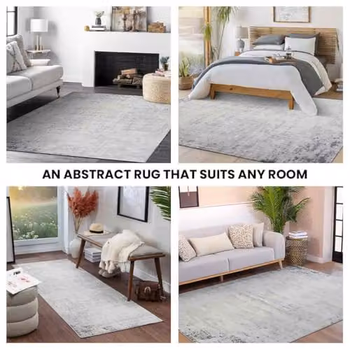 Livabliss Roma Abstract Modern Marble Rug in Grey, Blue and Brown, W/D/H: 80 x 150 x 0.8 cm – 5