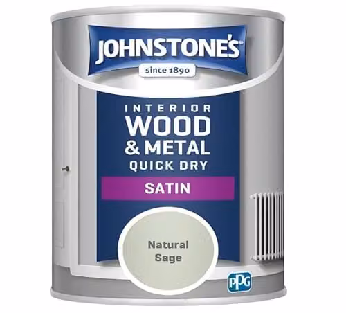 Johnstone's Quick Dry and Nondrip Satin Paint for Wood and Metal in Natural Sage, 750ml