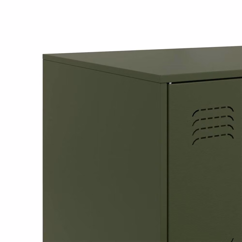 Berkfield Home Industrial Metal Sideboard in Matt Olive Green, W/D/H: 99 x 39 x 73 cm – 6