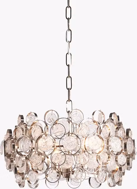 Perch & Parrow Gillian Small Handmade Glass Pendant Light in White and Transparent with Silver Metal Details