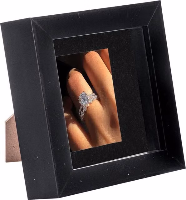 Nicola Spring 3D Box Photo Frame with White Mount in Black, Single Square Tabletop Design – 1