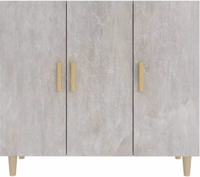 Berkfield Home Modern Abstract Sideboard in Concrete Grey, W/D/H: 90 x 34 x 80 cm – 1