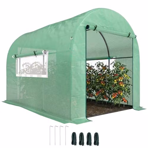 Outsunny Green Polytunnel Greenhouse with Window and Steel Frame, W/D/H: 3 x 2 x 2 m – 1