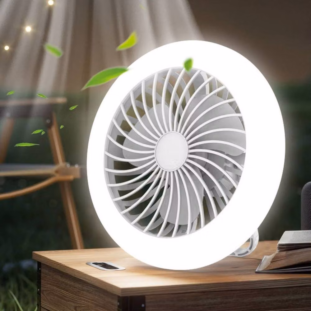 Quipulse Rechargeable Portable Mini Camping Fan Light in White – 2