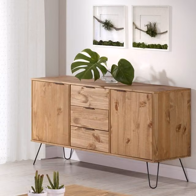 Augusta Medium Sideboard with 2 Doors and 3 Drawers in Antique Waxed Pine