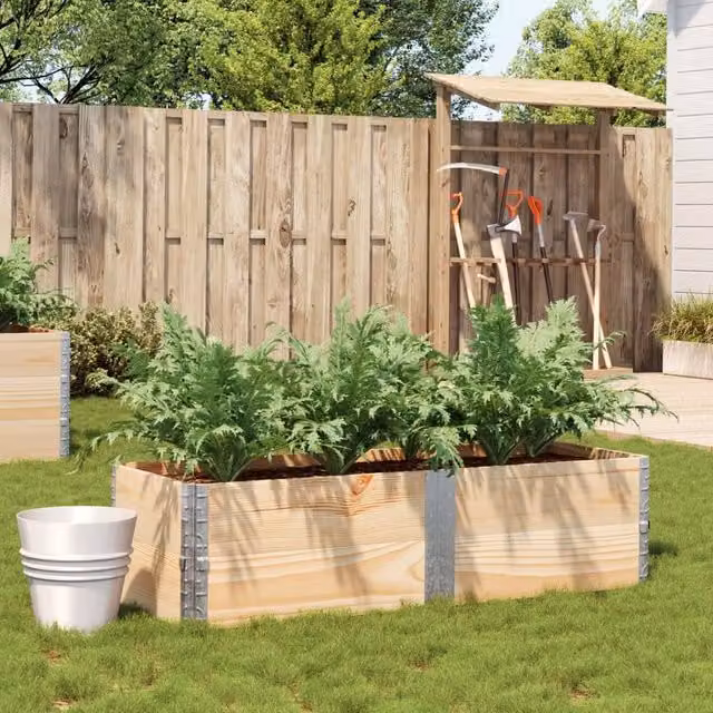 Berkfield Wooden Raised Bed Planter in Brown, W/D/H: 150 x 50 x 50 cm