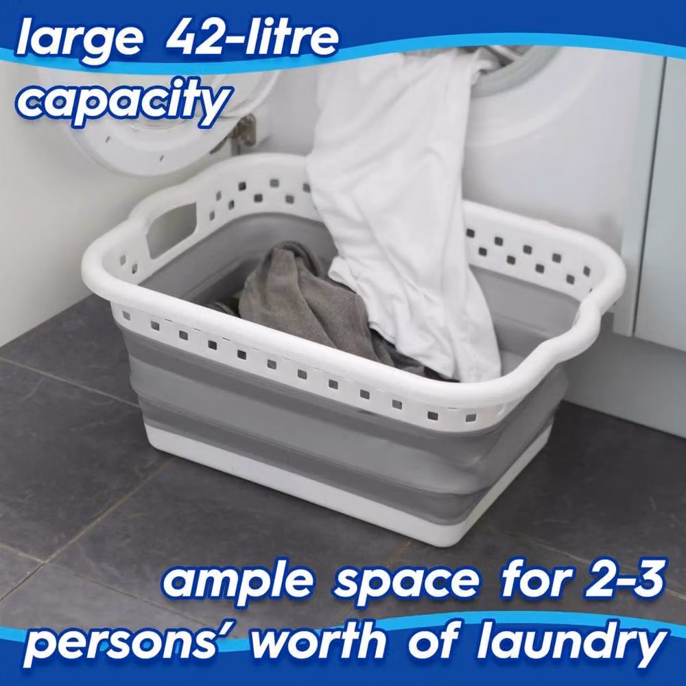 Havendro 42L Collapsible Laundry Basket with Handles, Grey – 3