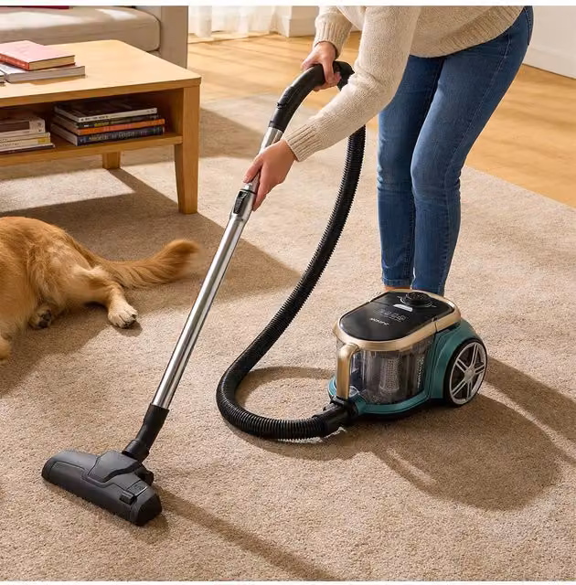 Living and Home Multicolour Bagless Canister Vacuum Cleaner with 2.2 L Capacity, 22KPA Suction, 3 Heads and Washable HEPA Filter for Carpets and Hard Floors – 1