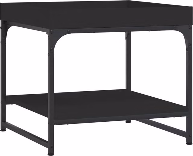 Berkfield Home Black Square Coffee Table in Engineered Wood W/D/H: 49.5 x 49.5 x 45 cm