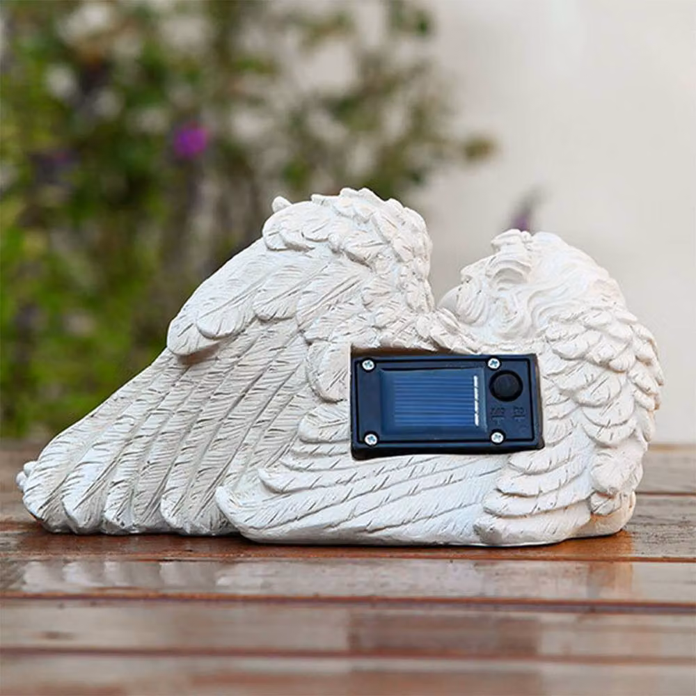 Quipulse Solar-Powered Angel Figurine White Tabletop Outdoor Decor Night Light W/H/D: 13.3 x 19.5 x 13.3 cm – 5