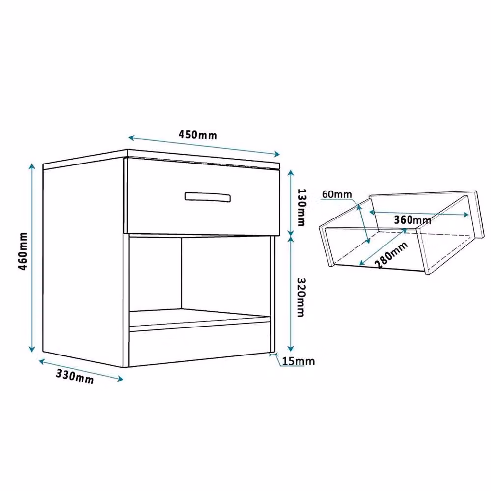 EONLION High Gloss White Bedside Table for your Bedroom – 2