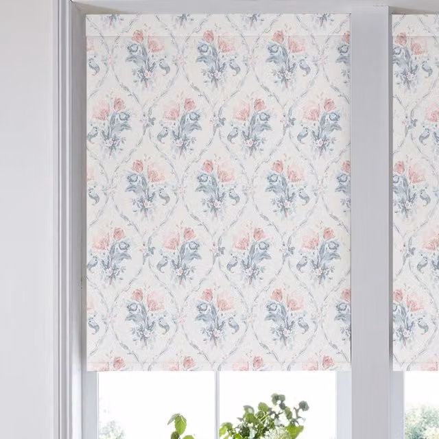 Laura Ashley Scarborough Fair Made to Measure Blackout Roller Blind in Blush Pink Floral Polyester