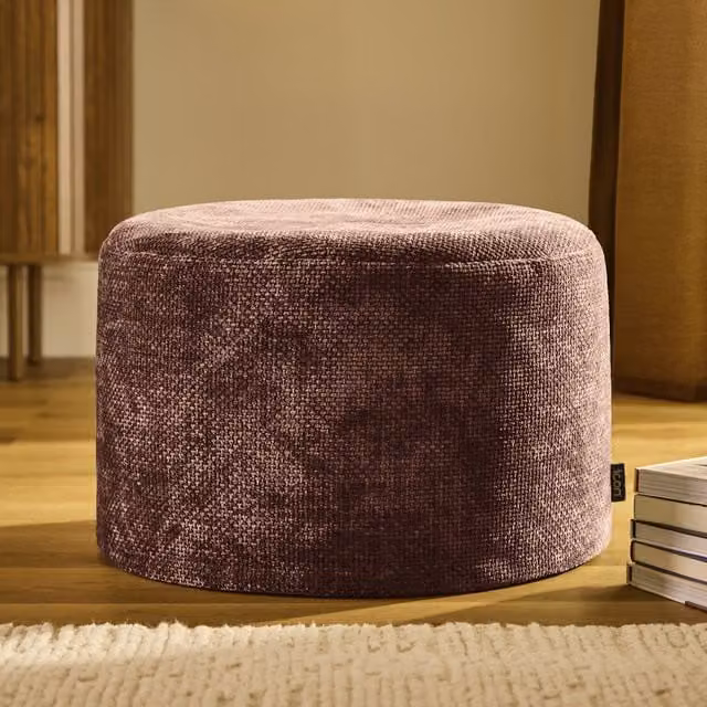 icon Milano Red Woven Chenille Cylindrical Footstool