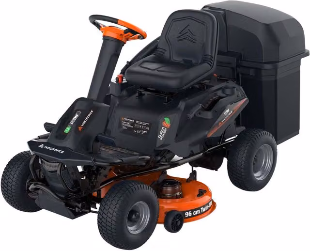 Yard Force ProRider E559 56V Battery Ride-On Lawnmower with 220L Grass Collection Kit, Black