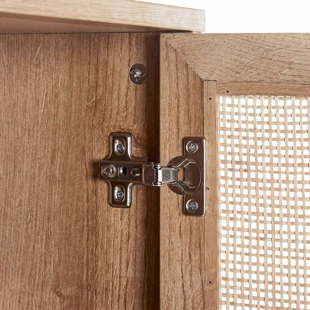 Wyld Haus Boho Rattan Wall Mounted Bathroom Cabinet in Beige and Brown, H 165 x W 40 cm – 2