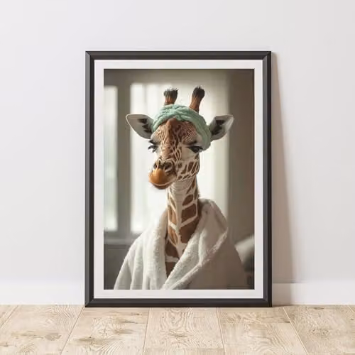 60 Second Makeover Giraffe Green Headband Animal Print Paper Poster, A3