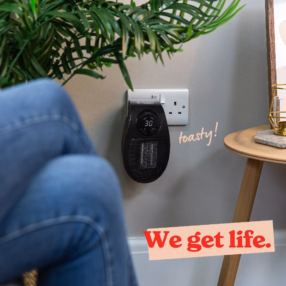 Russell Hobbs RHPH2001 Black Ceramic Fan Heater, 500W Wall Mounted with Timer and Light – 8