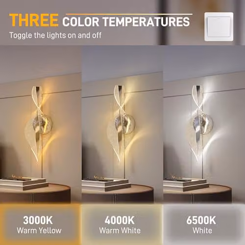 HOMCOM 2 Pack Modern LED Wall Lamps in Silver Tone with Adjustable Up and Down Light Effect – 3