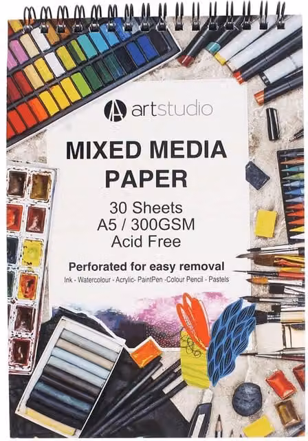 Art Studio Mixed Media Paper Pad, White, A5