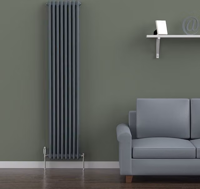 Lux Heat Vertical Coloured Column Radiator in Slate Grey, H 180 cm x W 38 cm