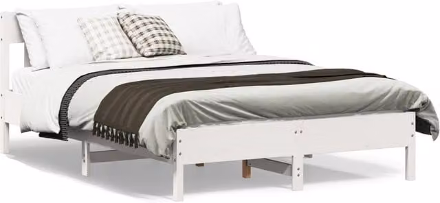 Berkfield Home Small Double Solid Wood Pine Bed Frame, White, W/D/H: 120 x 190 cm