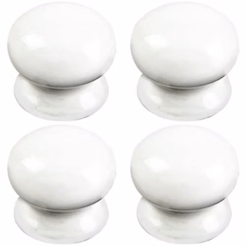 Loops 4 Pack White Antique Porcelain Cupboard Door Knobs