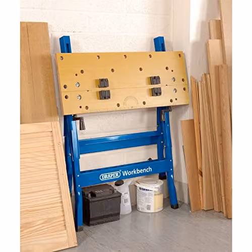 Draper WB800Y Blue Foldable Steel and Wood Workbench 800 mm – 2