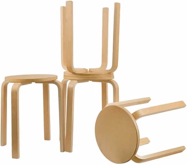 SPETLEK 4 Pack Stackable Wooden Stools in Natural Sand for Kitchen, Dining Room or Classroom Use – 1