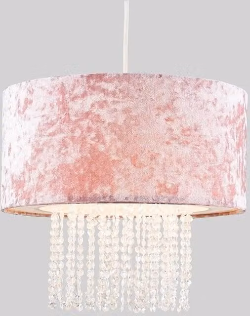SPETLEK Pink Fabric Cylinder Ceiling Light Shade