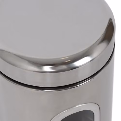 Harbour Housewares 3 Piece Stainless Steel Tea Coffee Sugar Canister Set in Silver with Airtight Lids and Transparent Windows – 2